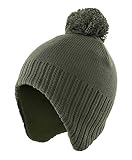 Home Prefer Toddler Boys Hats Soft Fleece Lining Knitted Beanie Kids Winter Earflap Hat Army Green M