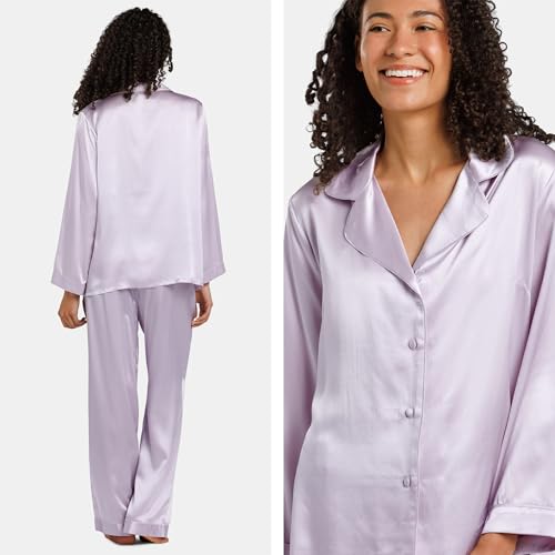 Image of Fishers Finery Women's 100% Mulberry Silk Long Pajama Set with Gift Box