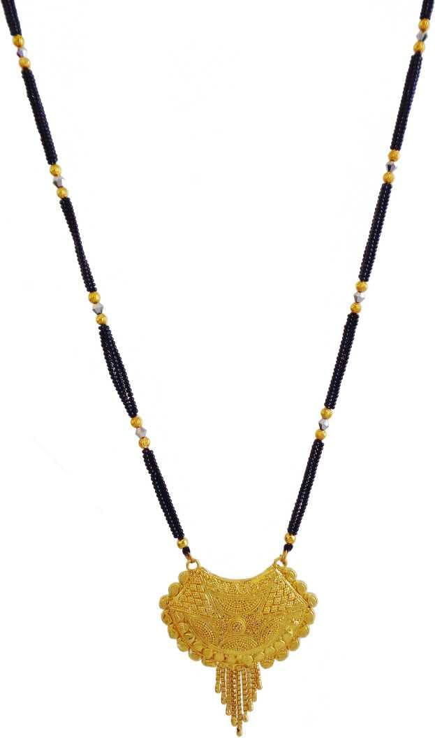 bhumi creation Gold Plated Traditional Black Chain Linked AD Stone Pendant Mangalsutra Long Necklace for Women-picture-8