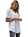 Business Casual Tops for Women Summer Blouses Puff Sleeve Going Out Tops V Neck T Shirts Spring Fashion Clothing Curved Hem Blue Stripe L