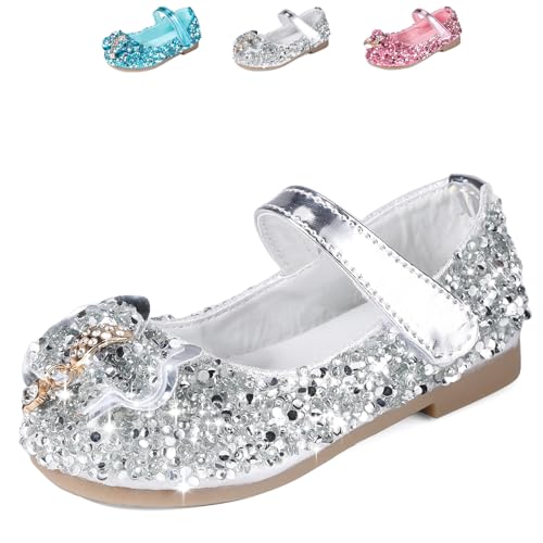MNSZCN Princess Dress Up Shoes Girls Glitter Shoes Dance Party Cosplay Sparkly Flats Flower Girl Dress Up Wedding for Toddlers