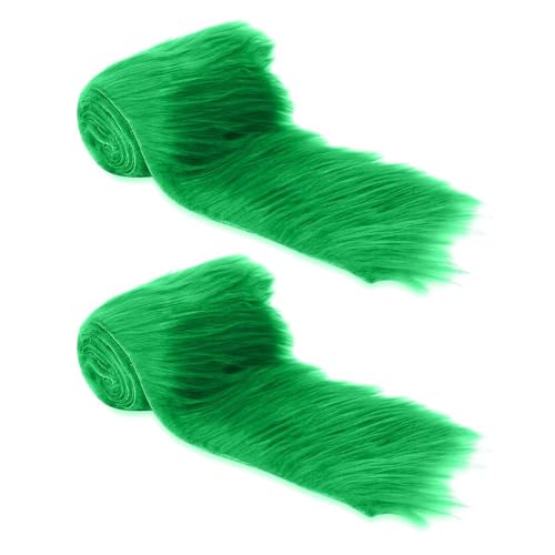 FabricLA Kelly Green Shaggy Plush Faux Fur Strips-Craft Fur for Gnomes, Cosplay, and DIY Projects | 8" X 60" (Pack of 2)