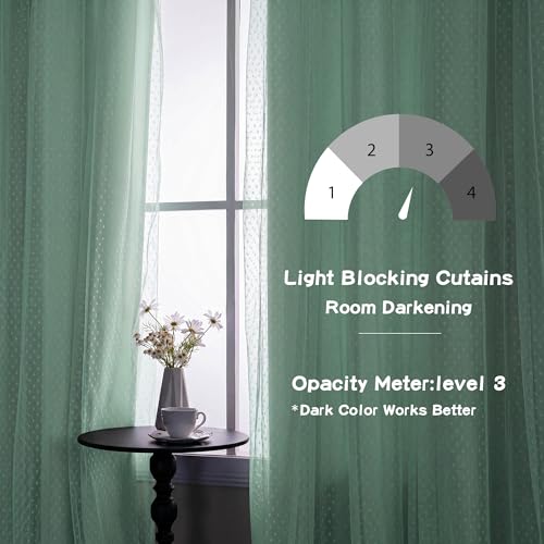 Image of MYSKY HOME Green Blackout Curtains for Kids Bedroom 95 Inches Long,2 Panels