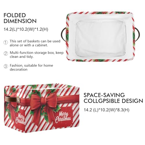 Image of Aslsiy Storage Basket Holiday Bows Christmas Decor (3) Nursery Bins Baby Box Canvas Clothes Shelf Basket Laundry Hampers 2 Pcs