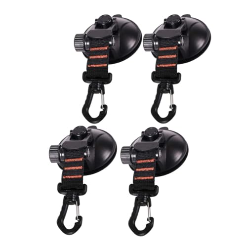 COMPUKAS 4 Stück Teiliges Saugnapf Extra Stark für Campingzelt und Auto Stabile Befestigung ohne Bohren Einsetzbar für Wohnmobil Buszelt und Sonnensegel Schwarz mit Praktischem Seil