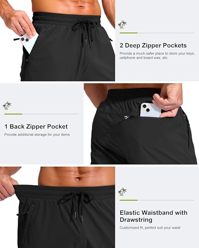 G Gradual Men's 11" Board Shorts with 3 Zipper Pockets Long Swim Trunks Quick Dry Bathing Suit Swimwear Beach Shorts No Liner4