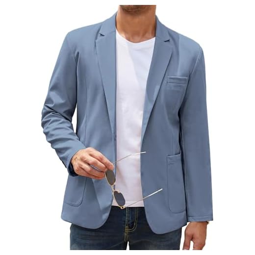 COOFANDY Men's Casual Sport Coat Regular Fit Lightweight Linen Blazer Jacket Stylish One Button Suit Jackets Blue