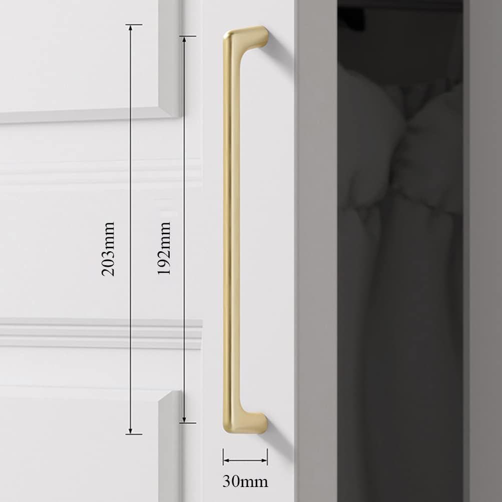 Myxekllo 4 Pack Gold Cabinet Drawer Pulls, Brushed Gold Pulls Handles for Dresser Drawers Bathroom Cabinet Hardware 192mm