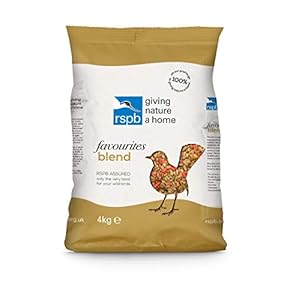 RSPB Wild Bird Favourites Seed Blend 4Kg containing Premium Sunflower Hearts, High Energy Sprinkles & Dried Mealworms