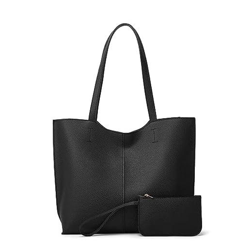Ashioup Tote Bags for Women with small Purse Set Faux Leather Handbag Zipper Shoulder Bag