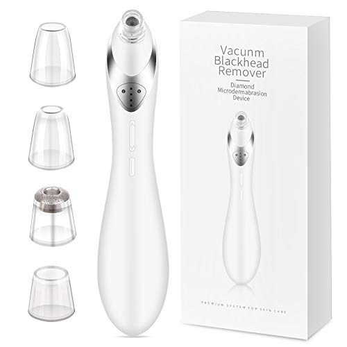 Preisvergleich Produktbild Mitesserentferner Porenreiniger Vakuum Mitesser Sauger Elektrischer mit Massagefunktion und 4 Austauschbaren Reinigungsaufsätzen von ELEHOT (silberweiß)