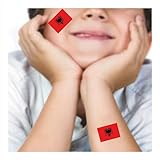 Womaha 30 Sheets Albania Flag Temporary Tattoos Fans Face Tattoo Stickers for Adults Kids Group Activity Props