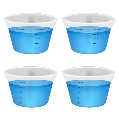 4 vasos medidores de silicona para lavandería 125 ml miniatura 1