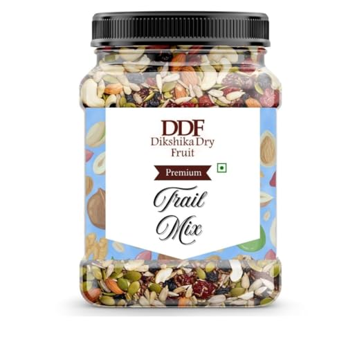 Dikshika Dry Fruits Premium Trail Mix 500 GM | 8 in 1 Superfoods | California Almond | Cashews | Cranberries Green & Black Raisins | Seeds - Pumpkin | Flax | Sunflower Seeds | High Protein | Fibre-Rich | Oil-Free | Non-Salted | Healthy Snack for Anytime Energy