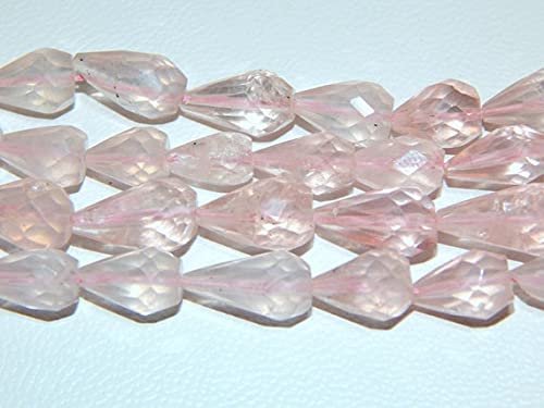Perles quartz rose facettées gouttes 5.5x8mm rang pour création collier fait main