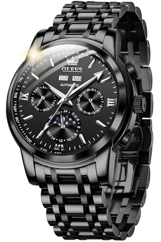 Image of OLEVS Mens Automatic Watches Skeleton Mechanical Self Winding Luxury Fashion Dress Wrist Watch Luminous Waterproof