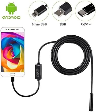 Shekar 7mm Android Endoscope 3 in 1 USB/Micro USB/Type-C Borescope Inspection Camera Waterproof for Smartphone Tablet with OTG and UVC Function and PC Laptop-3.5m