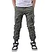 Produktbild CAMLAKEE Kinder Jogger Hose Jungen Cargohose Slim Fit mit Seitenstreifen und Verstellbarer Taille, Armeegrün, 152 / Größe 14