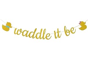Waddle It Be? Elegant Pink and Blue Gold Duck Gender Reveal Banner