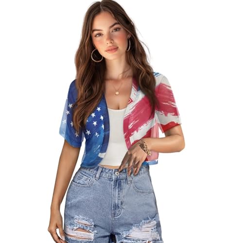 Image of Women's Shrug Short Sleeve Bolero Open Front Knit Party Tulle Cardigan Cropped Cardigan Shoulder Cover Up