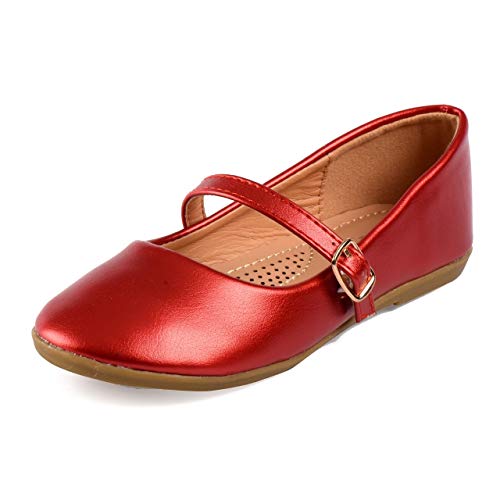Nova Utopia Toddler Little Girls Dress Ballet Mary Jane Bow Flat Shoes,NF Utopia Girl NFGF060New RedPU 12