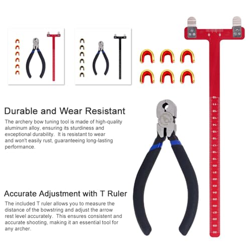 Weytoll Archery Adjustment Tool Bow String Nocking Points Pliers T Squares Tuning Ruler for for Recurve and Compound Bowstring Accessories - Image 4