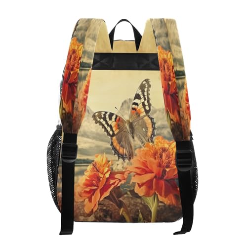 Old Grungy Butterfly Clear Backpack - Stadium Approved Large 15.7-inch Waterproof Transparent Bag for Sports, Concerts, Work, Travel#1633