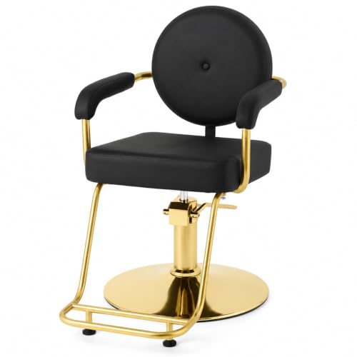 Artist hand Black and Gold Salon Chair, Styling Chair for Hair Stylist