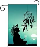 ShineSnow American Native Indian Tribal Culture Lucky Dreamcatcher Garden Yard Flag 12'x 18' Double Sided Polyester Welcome House Flag Banners for Patio Lawn Outdoor Home Decor