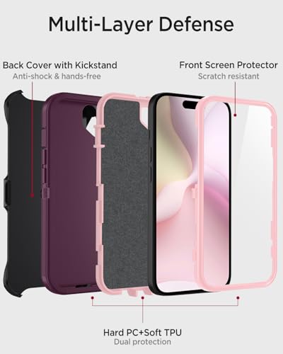 Coque iPhone 16e Miimall avec béquille réglable et sécurité renforcée bordeaux - 2