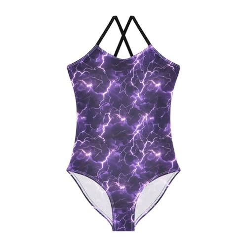 Girl's Swimsuit 1 Piecing Bathing Suit for Girls Swim Suits for Girls Beach Swimwear Lightening Purple Nature