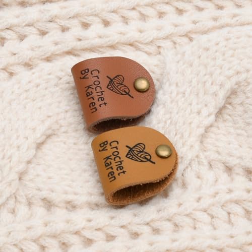 Étiquettes personnalisées en cuir rivets pour articles au crochet tricot main