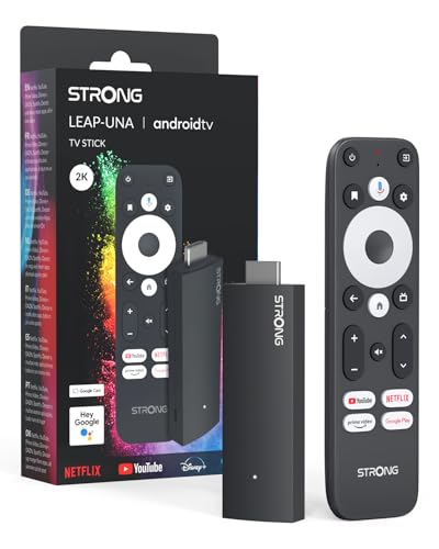 STRONG Leap-UNA Android TV Streaming Stick, WiFi, Integrierter Chromecast, Android 11 TV-Box, Google Assistant, HDR10+, Dolby Audio & Dolby Vision, Google Play, Netflix, YouTube
