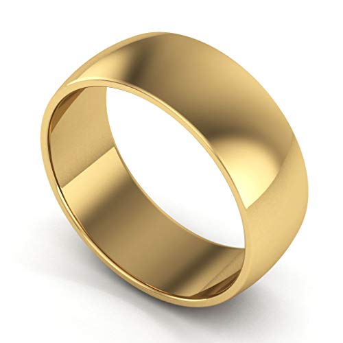 14K Yellow Gold Men's And Women's Plain Wedding Bands 7Mm Half Round, 11.25 #TOP3