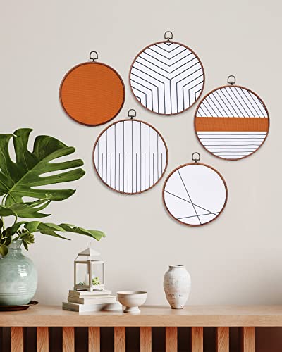 Lifvean Boho Bathroom Round Wall Decor Modern Minimalist Wall Art Round Bedroom Wall Decor Rustic Farmhouse Wall Decor For Living Room Apartment Bedroom Bathroom (5 Piece) #TOP2