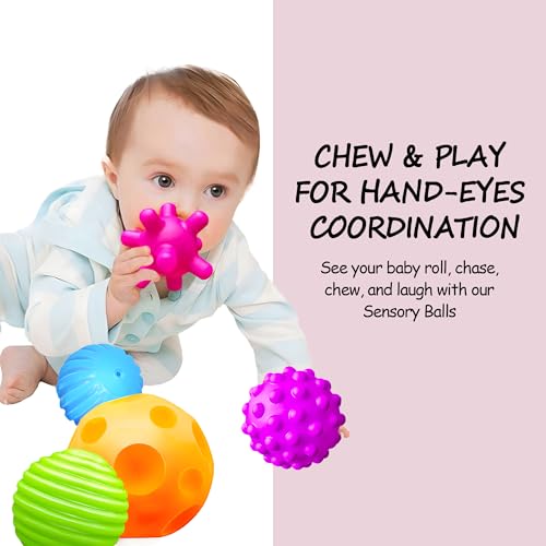 ROHSCE Baby Textured Multi Sensory Toys Massage Ball Gift Set BPA Free for Toddlers 1-3 Soft Balls Montessori Infant Baby Toys 6 to 12 Months 6 Pack - Image 3