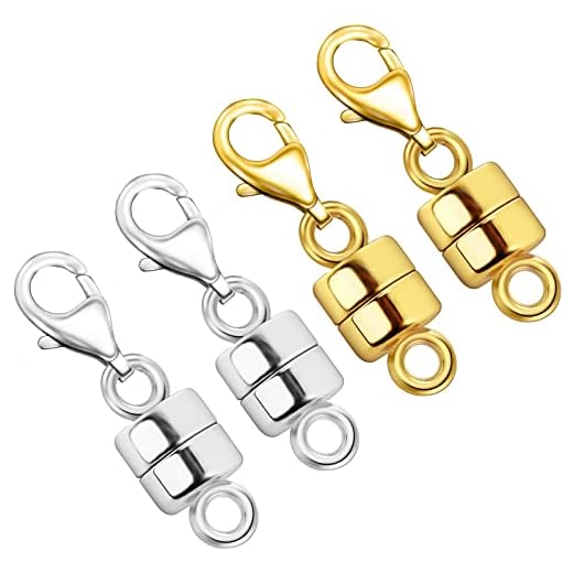 OHINGLT Fechos e Fechos de Colar Magnético com Fecho Lagosta 14K Banhado A Ouro e Prata Ímã Conversores de Fechos de Joias para Pulseira Colares Corrente