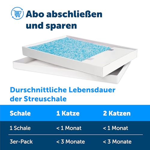 PetSafe ScoopFree Ersatzschale mit Blauem Kristall Katzenstreu - Geruchskontrolle, Staubfrei, Auslaufschutz - 3er-Pack