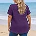 Womens Plus Size Tops Pleated V Neck Short Sleeve Shirts Summer Business Loose Fit Casual Dressy Blouses Purple