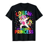 Cousin of The Birthday Princess Girl Dabbing Unicorn T-Shirt Small
