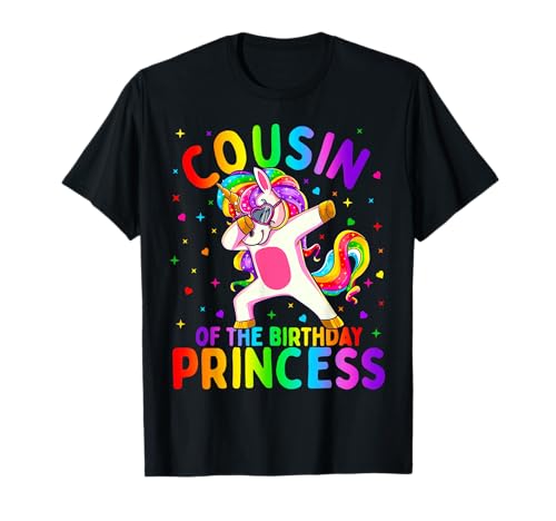 Cousin of The Birthday Princess Girl Dabbing Unicorn T-Shirt Small