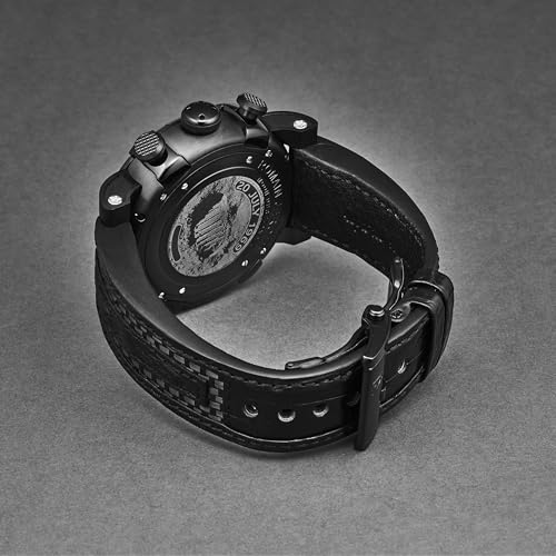Romain Jerome Men's 'Moon Dust-DNA' Chronograph Blue Dial Black Leather Strap Automatic Watch RJMDCH.503.20 - Image 3