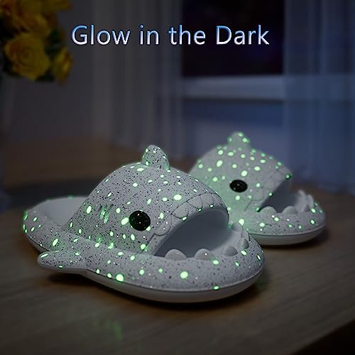 Zureto Galaxy Shark Slides, 3D Shark Slides Glow in the Dark, Thick Sole Anti-slip Open Toe Shark Slippers Sandals4