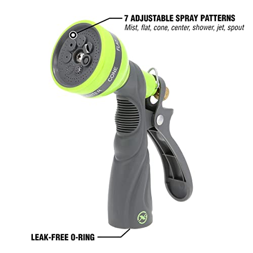 Flexzilla Garden Hose Nozzle - Metal 7-Pattern Adjustable Pistol Grip, NFZG66-E, ZillaGreen™
