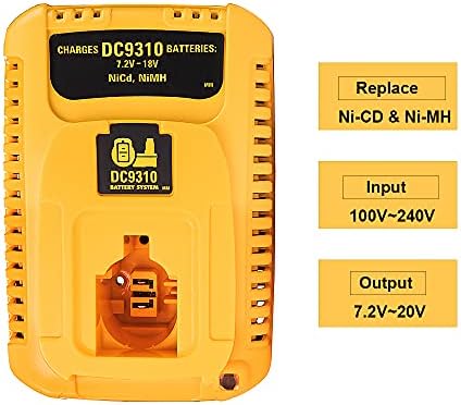 DC9310 Battery Charger for Dewalt 7.2V-18V Ni-CD Ni-MH Battery DW9057 DC9071 DC9091 DC9096 for Power Tool Electric Drill Charger,Replace Charger DC9310 DW9116 DE9130 DW9226 DE9310 (UK PLUG)