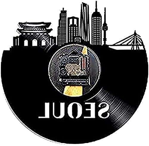 AVJERA Horloge Murale à Piles silencieuse sans tic-tac Seoul Skyline Vinyl Album Record C – vue 2
