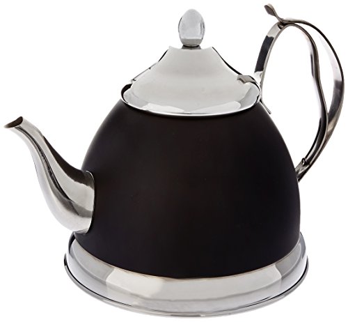 77061 Nobili 20 Qt Stainless Steel Tea Kettle with Removable Infuser Basket quart Opaque Black 20 quart