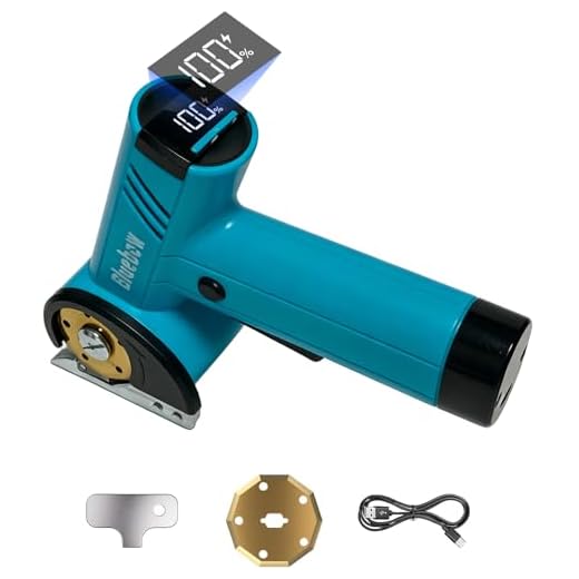 Bluebow Cordless Electric Scissors, Rechargeable Cardboard Cutter | LED Light，4-Speed Settings, Safety Lock, 2 Blades, USB-C Battery Powered Box Cutter for Carpet, Leather, Fabric, Packages