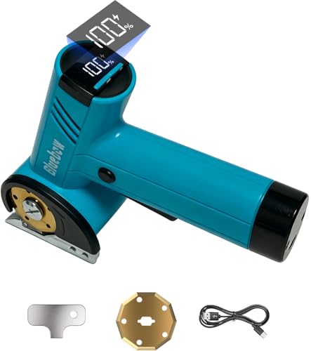 Image of Bluebow Cordless Electric Scissors, Rechargeable Cardboard Cutter | LED Light,4-Speed Settings, Safety Lock, 2 Blades, USB-C Battery Powered Box Cutter for Carpet, Leather, Fabric, Packages