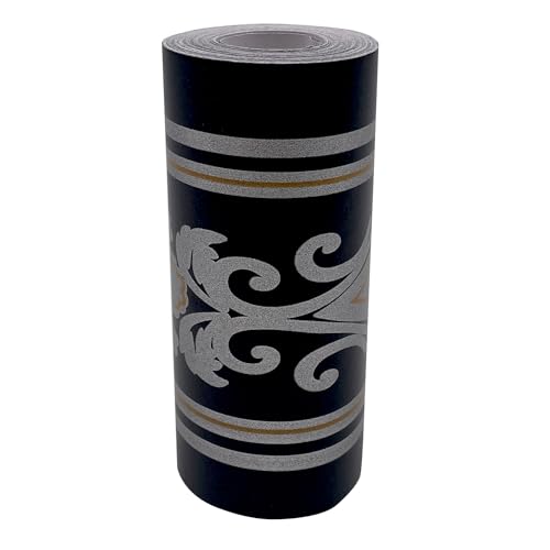 Rouleau de bordure de papier peint damassé argenté décoration luxe - 8